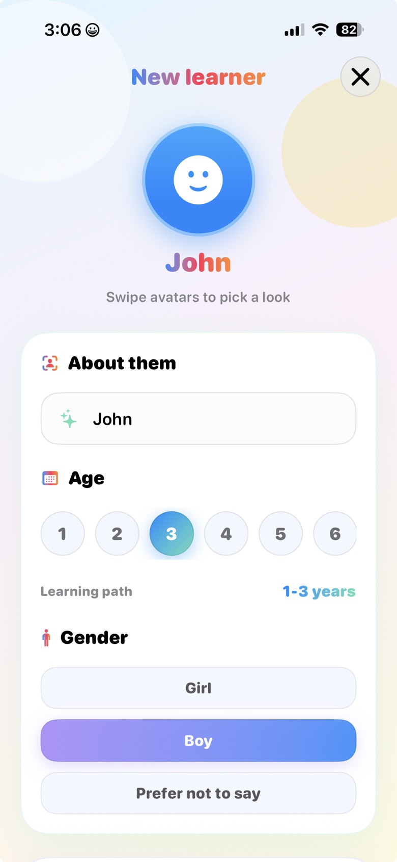 Add new learner screen